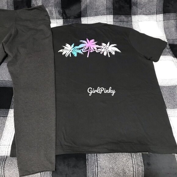 victoria secret PINK leggings outfit with PALM TREE SHINE LOGO SIZES 2X/XL - Picture 8 of 11